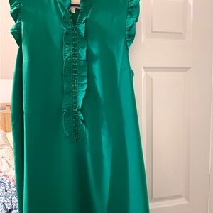 Lilly Pulitzer Emerald Green Ruffle-Front Sleeveless Dress